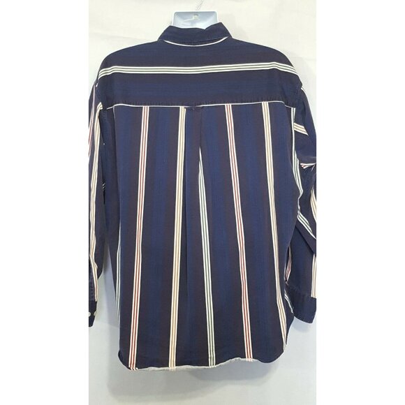 Ralph Lauren Chaps shirt Vintage XL long sleeve button front striped blue - Picture 4 of 8